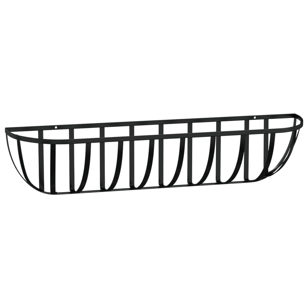 vidaXL Wall Troughs 2 pcs with Coco Liners Black 91x20x23 cm Steel