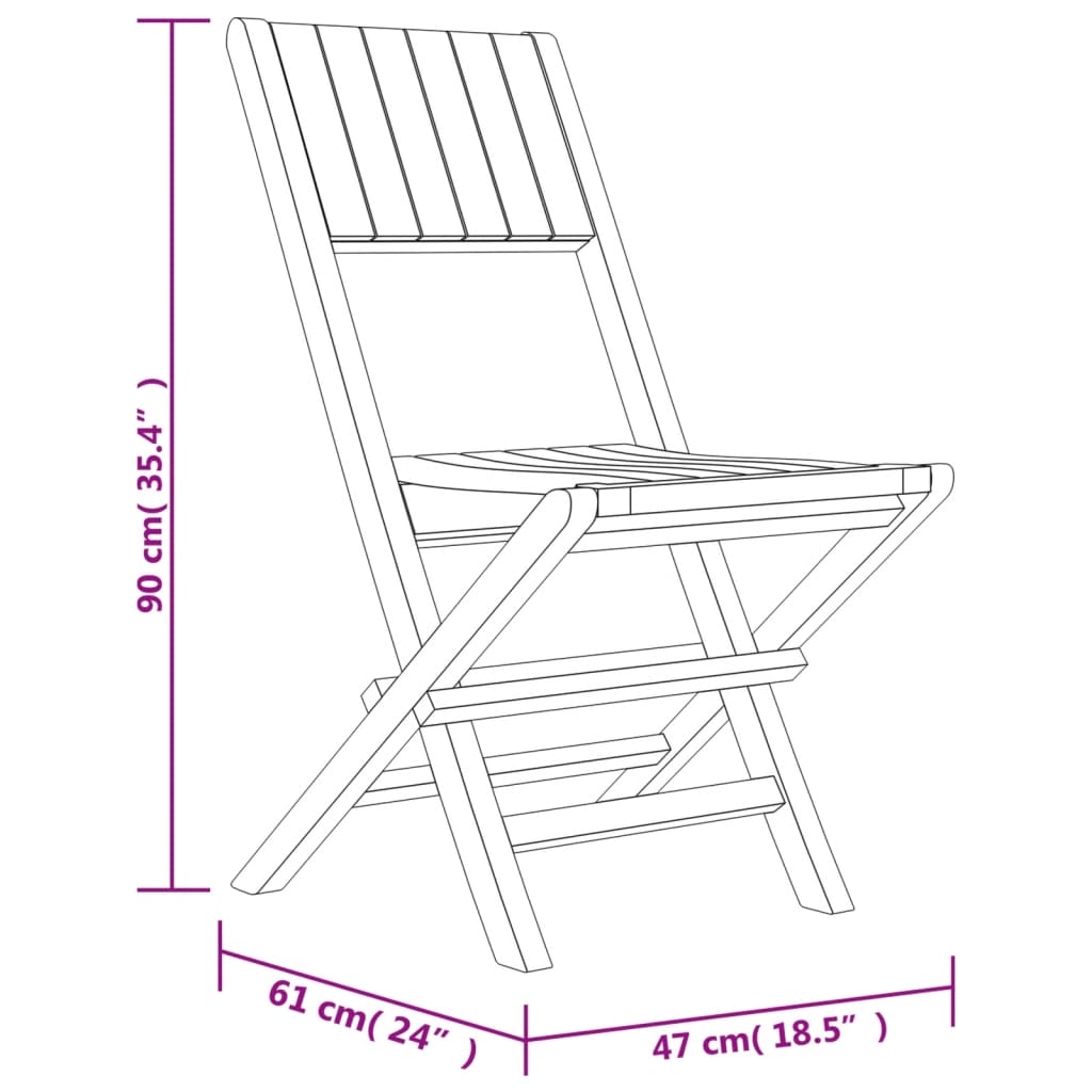 vidaXL Folding Garden Chairs 6 pcs 47x61x90 cm Solid Wood Teak