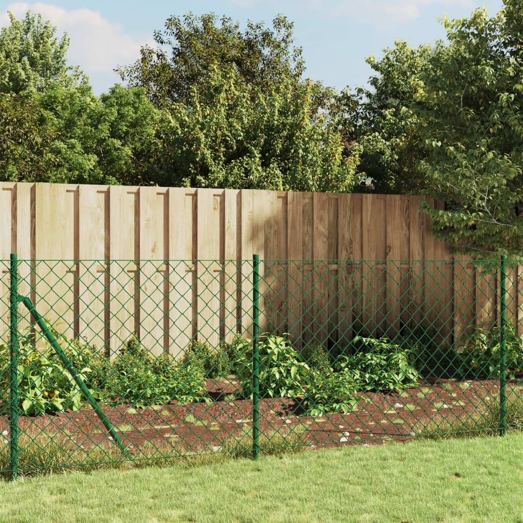 vidaXL Chain Link Fence Green 0.8x10 m