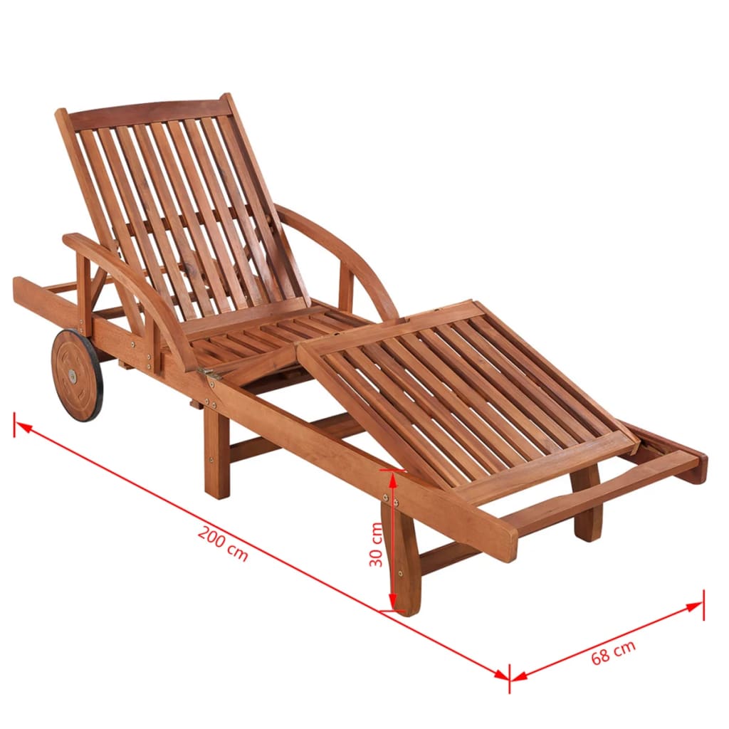 vidaXL Sun Lounger Solid Acacia Wood