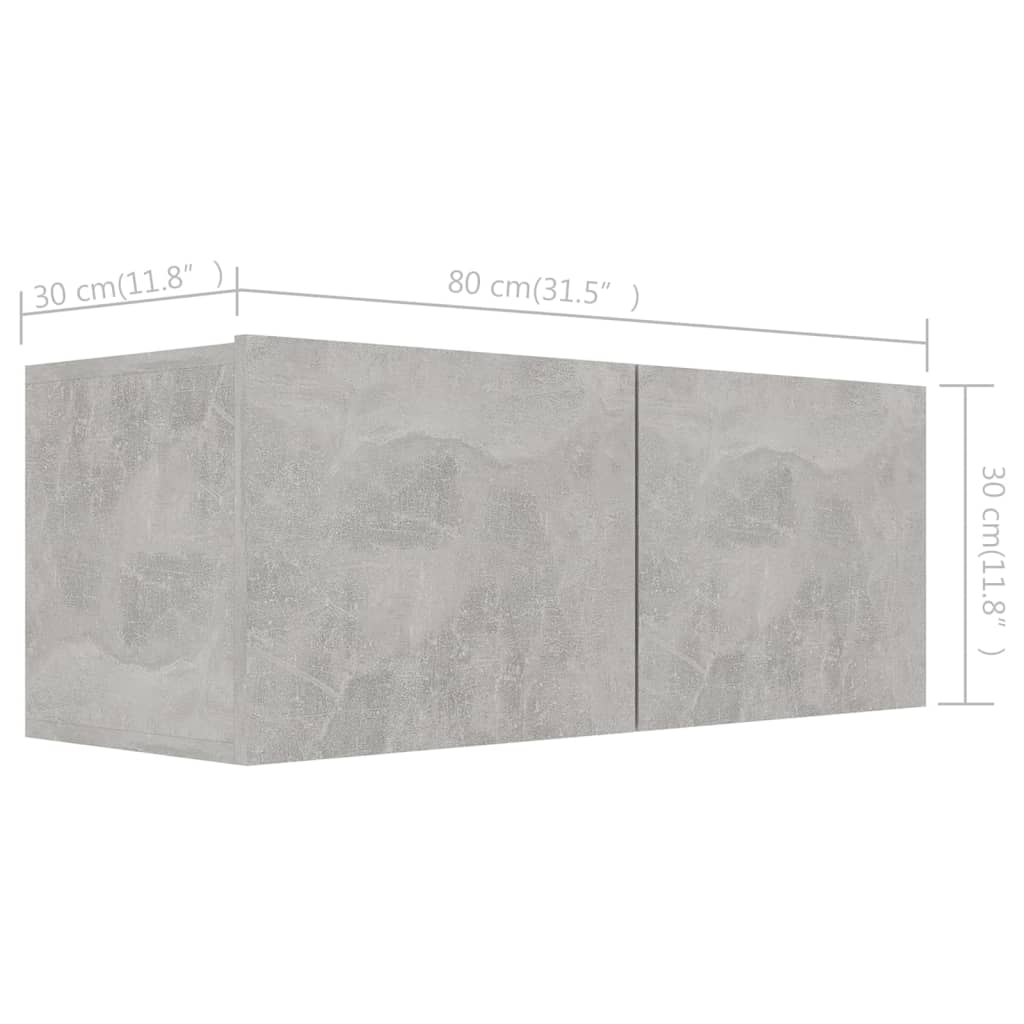 vidaXL TV Cabinets 4 pcs Concrete Grey 80x30x30 cm Engineered Wood