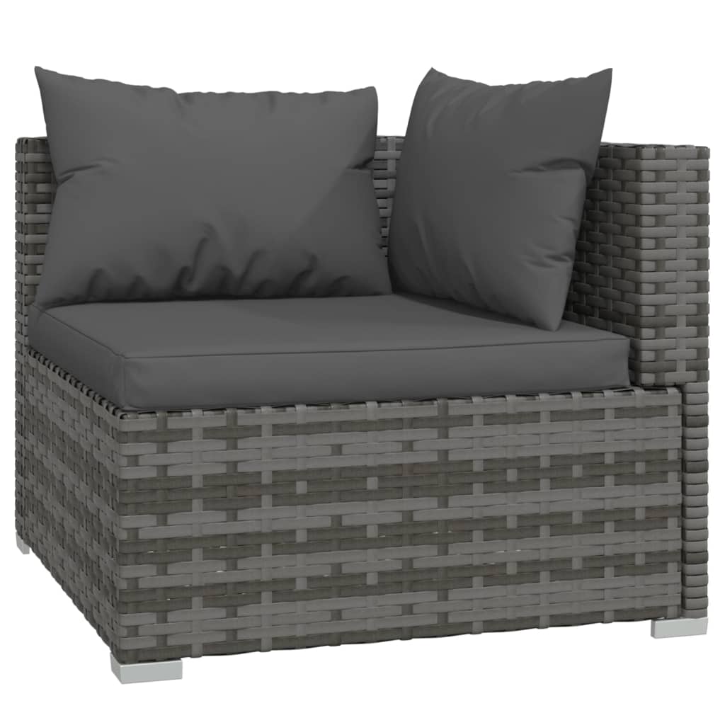 vidaXL 12 Piece Garden Lounge Set with Cushions Grey Poly Rattan