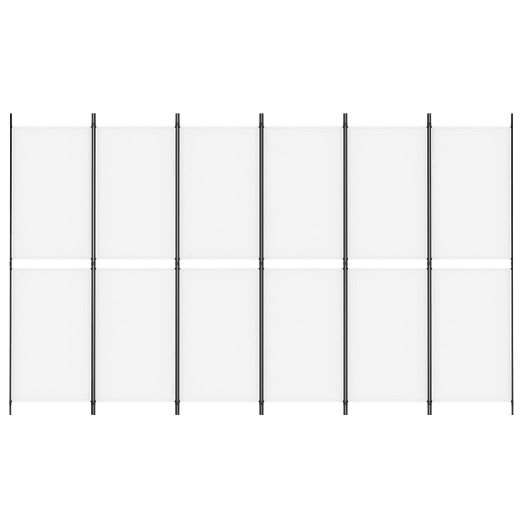 vidaXL 6-Panel Room Divider White 300x180 cm Fabric
