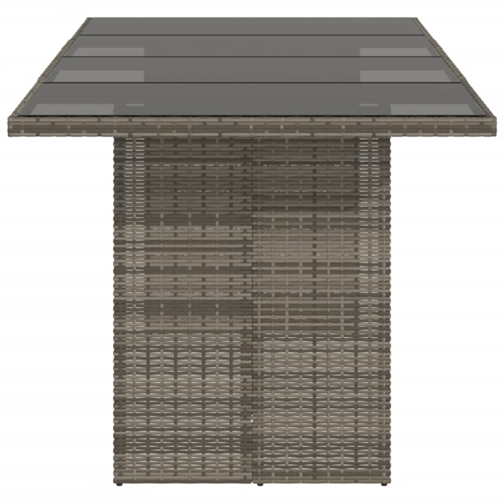 vidaXL Garden Table with Glass Top Grey 190x80x74 cm Poly Rattan