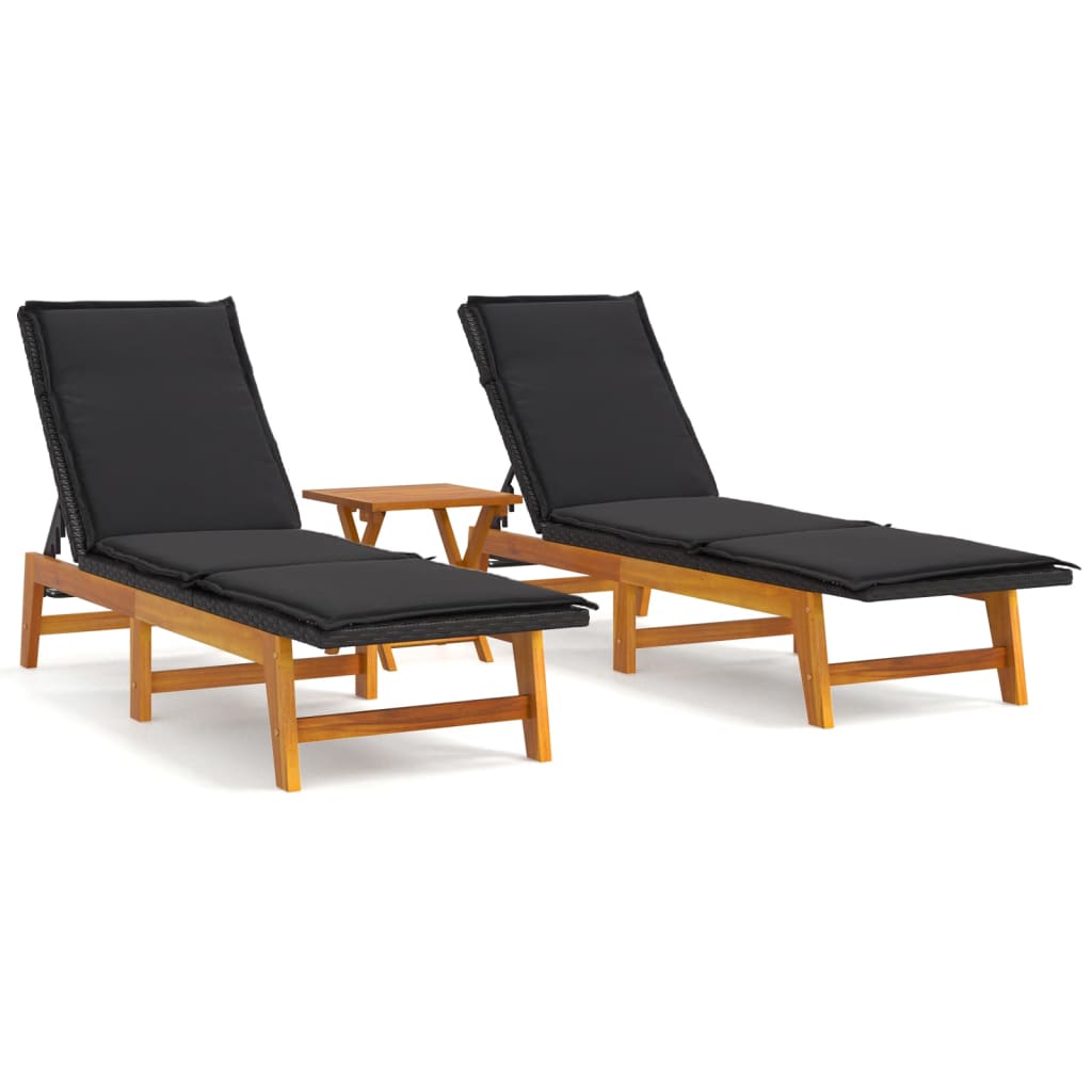 vidaXL 3 Piece Garden Lounge Set Poly Rattan&Solid Wood Acacia