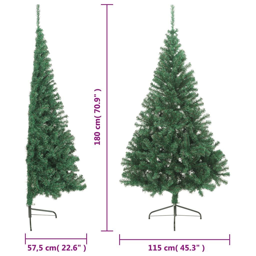 vidaXL Artificial Half Christmas Tree with Stand Green 180 cm PVC