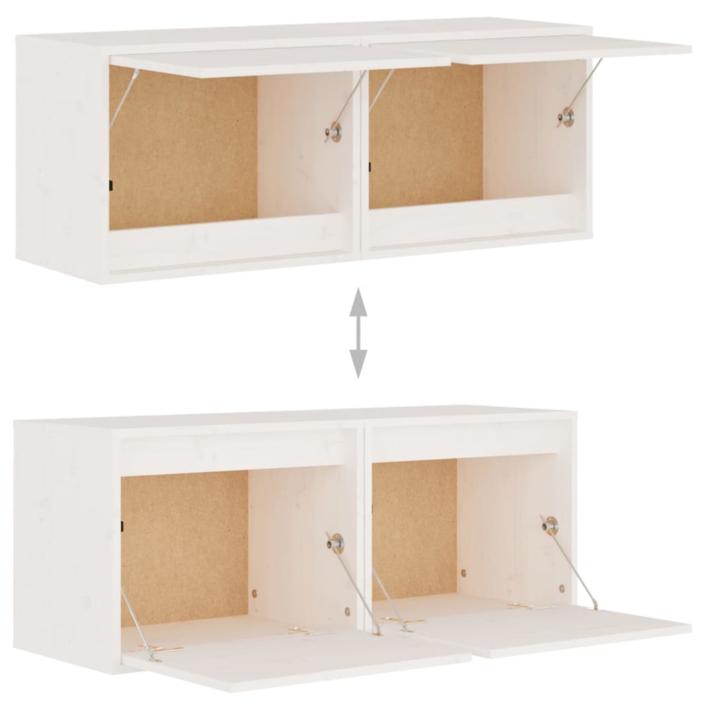 vidaXL Wall Cabinets 2 pcs White 45x30x35 cm Solid Pinewood