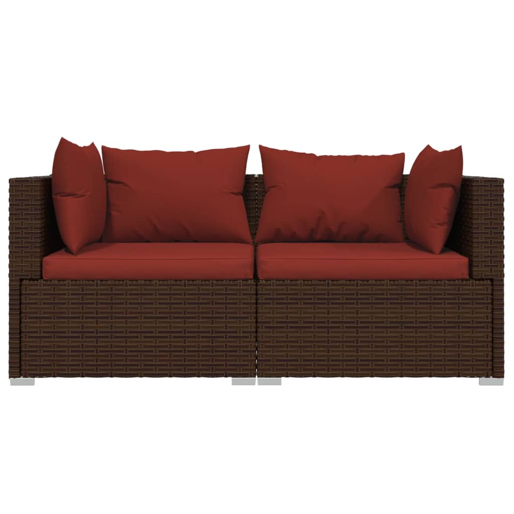 vidaXL 3 Piece Garden Lounge Set with Cushions Brown Poly Rattan