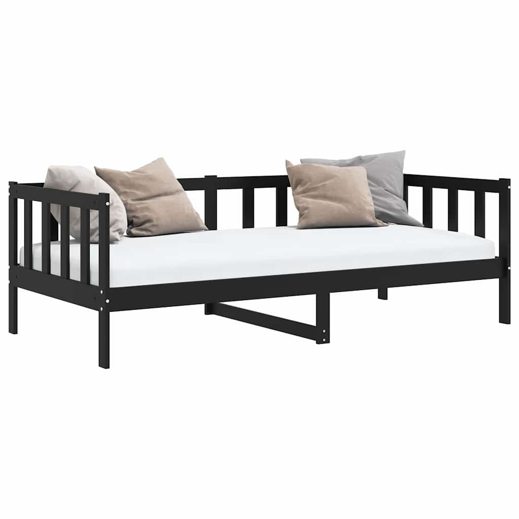 vidaXL Day Bed without Mattress Black Solid Wood Pine 90x200cm