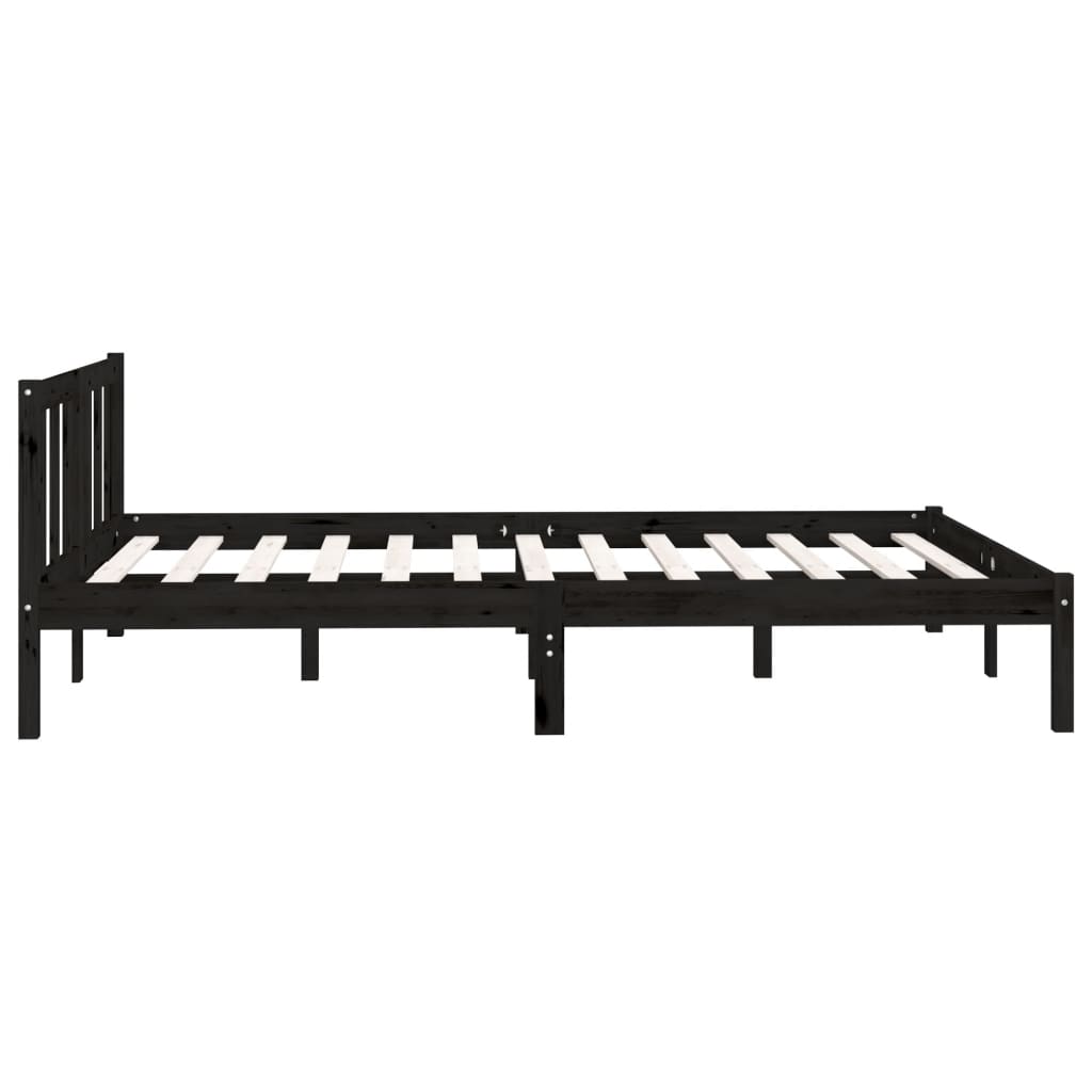 vidaXL Bed Frame without Mattress Black Solid Wood 140x200 cm