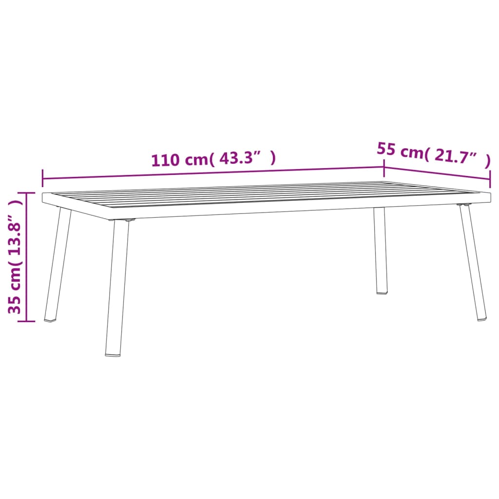 vidaXL Garden Coffee Table Anthracite 110x55x35cm Steel