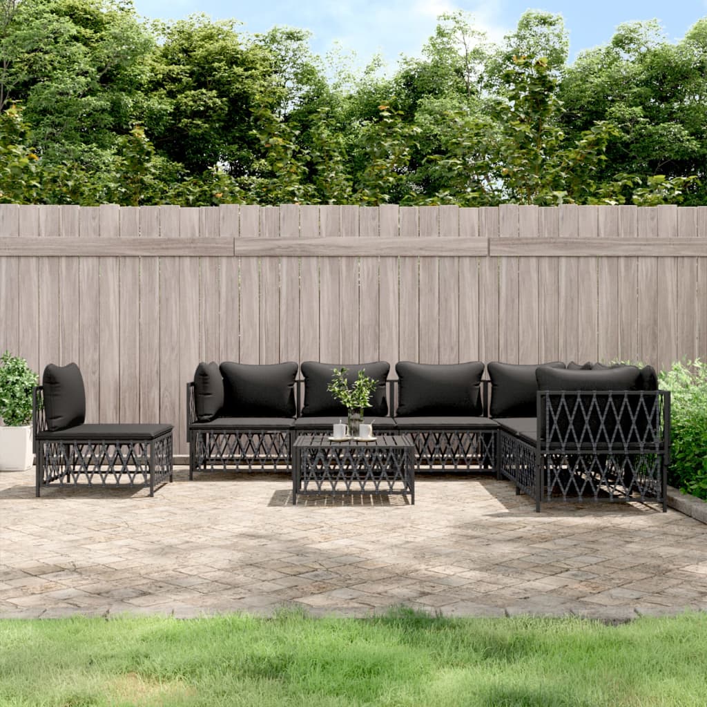 vidaXL 8 Piece Garden Lounge Set with Cushions Anthracite Steel