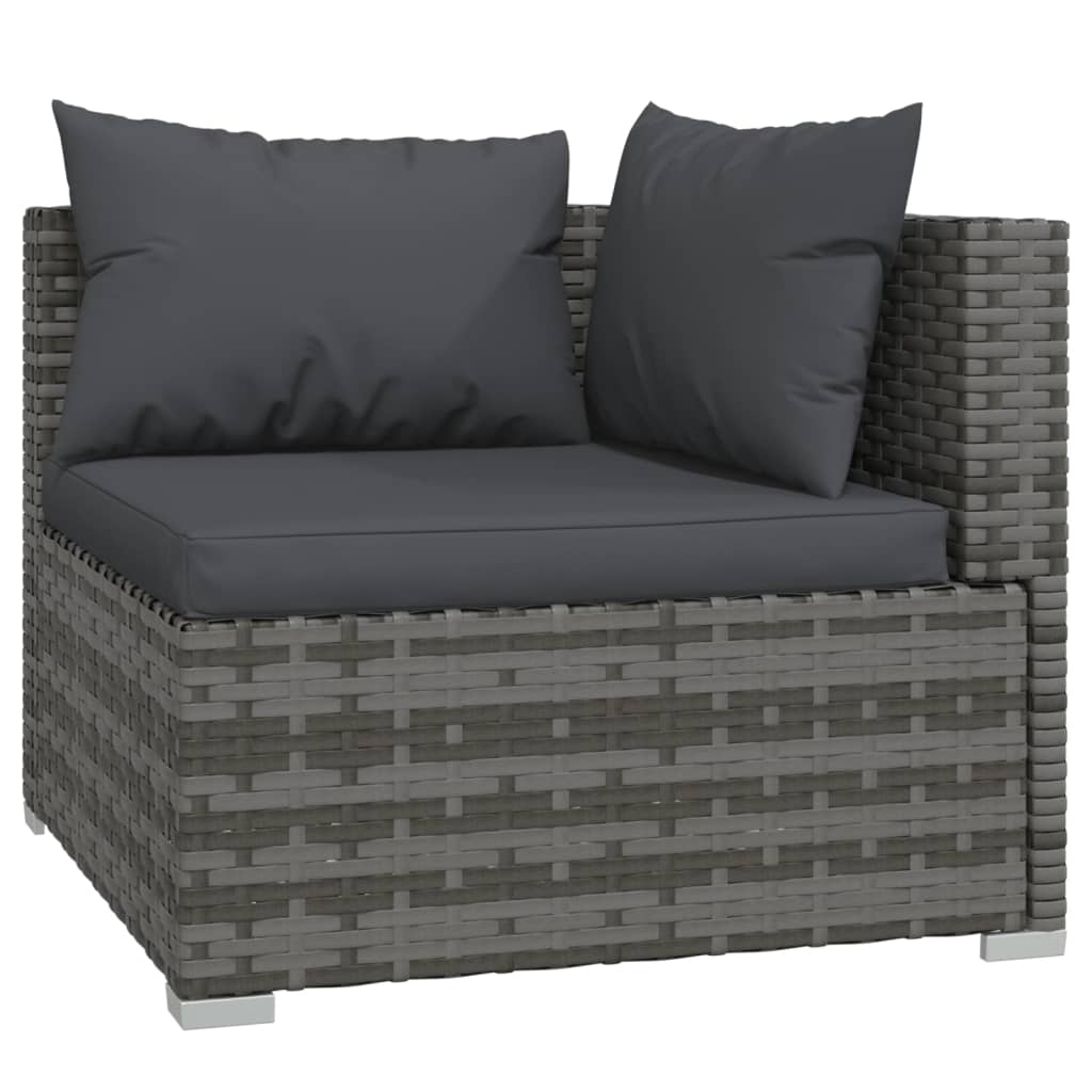 vidaXL 4 Piece Garden Lounge Set with Cushions Poly Rattan Grey