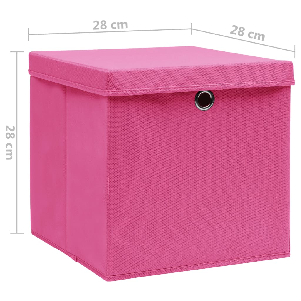 vidaXL Storage Boxes with Covers 4 pcs 28x28x28 cm Pink