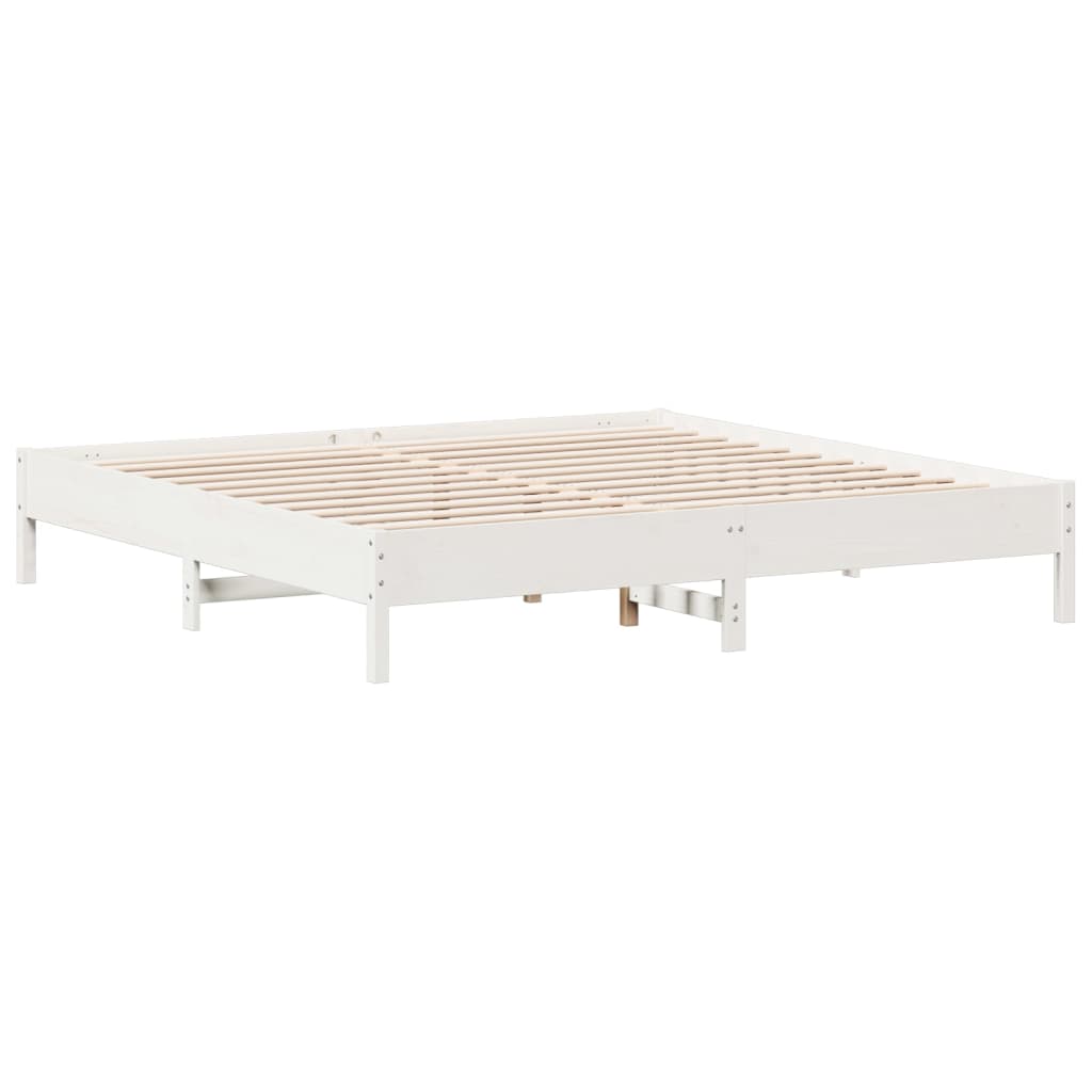 vidaXL Bed Frame White 180x200 cm Super King Size Solid Wood Pine