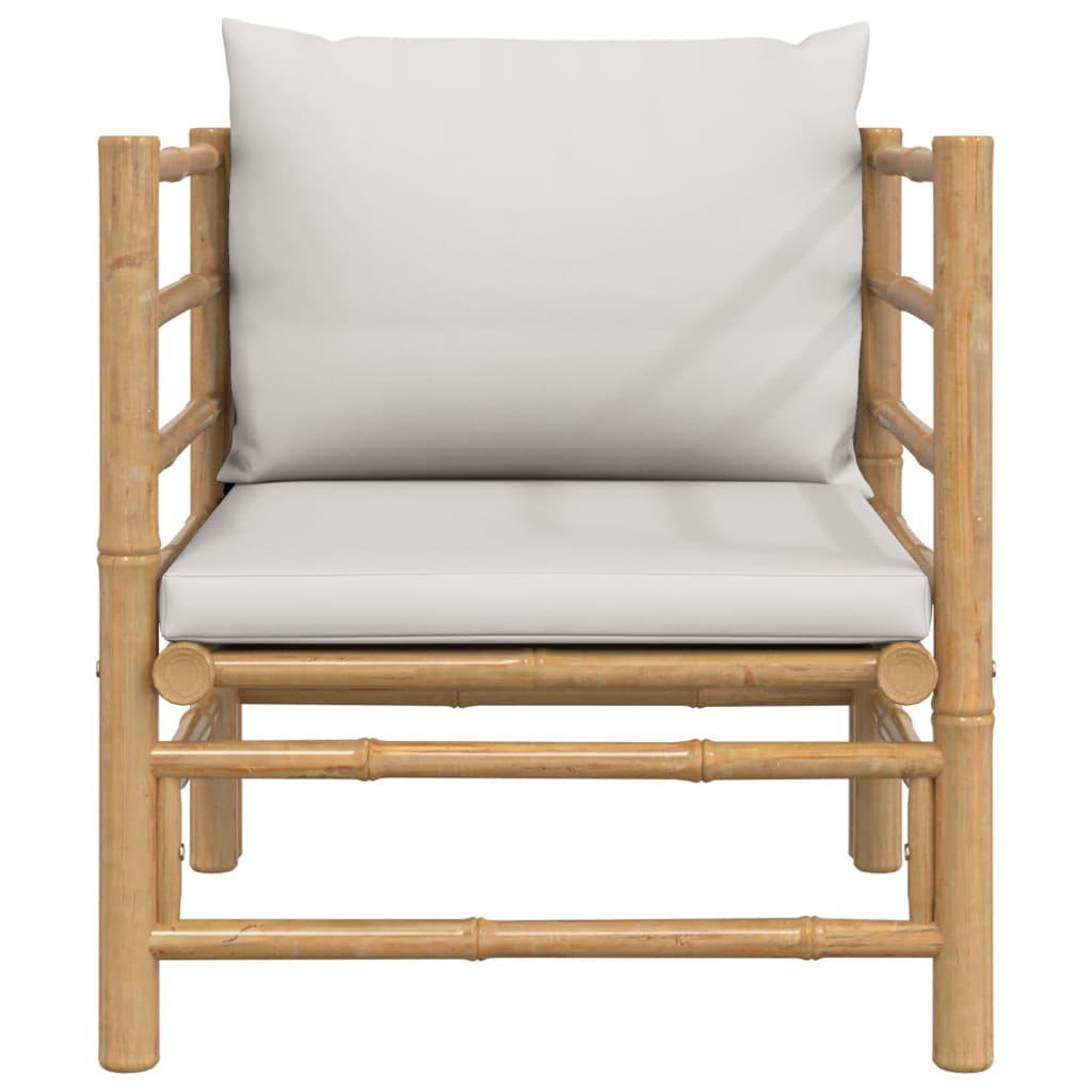 vidaXL Garden Sofa with Light Grey Cushions Bamboo