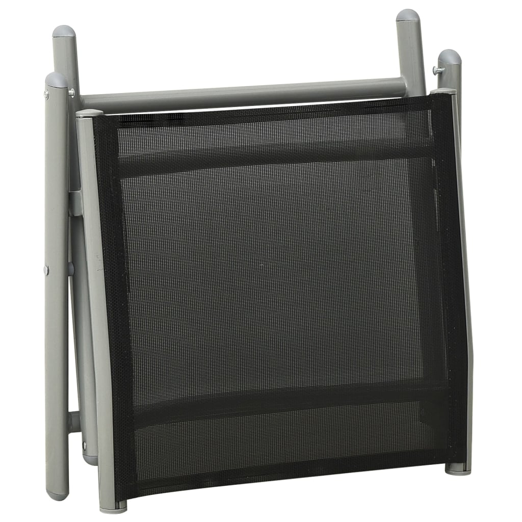 vidaXL Folding Footrest Black and Silver Textilene and Aluminium