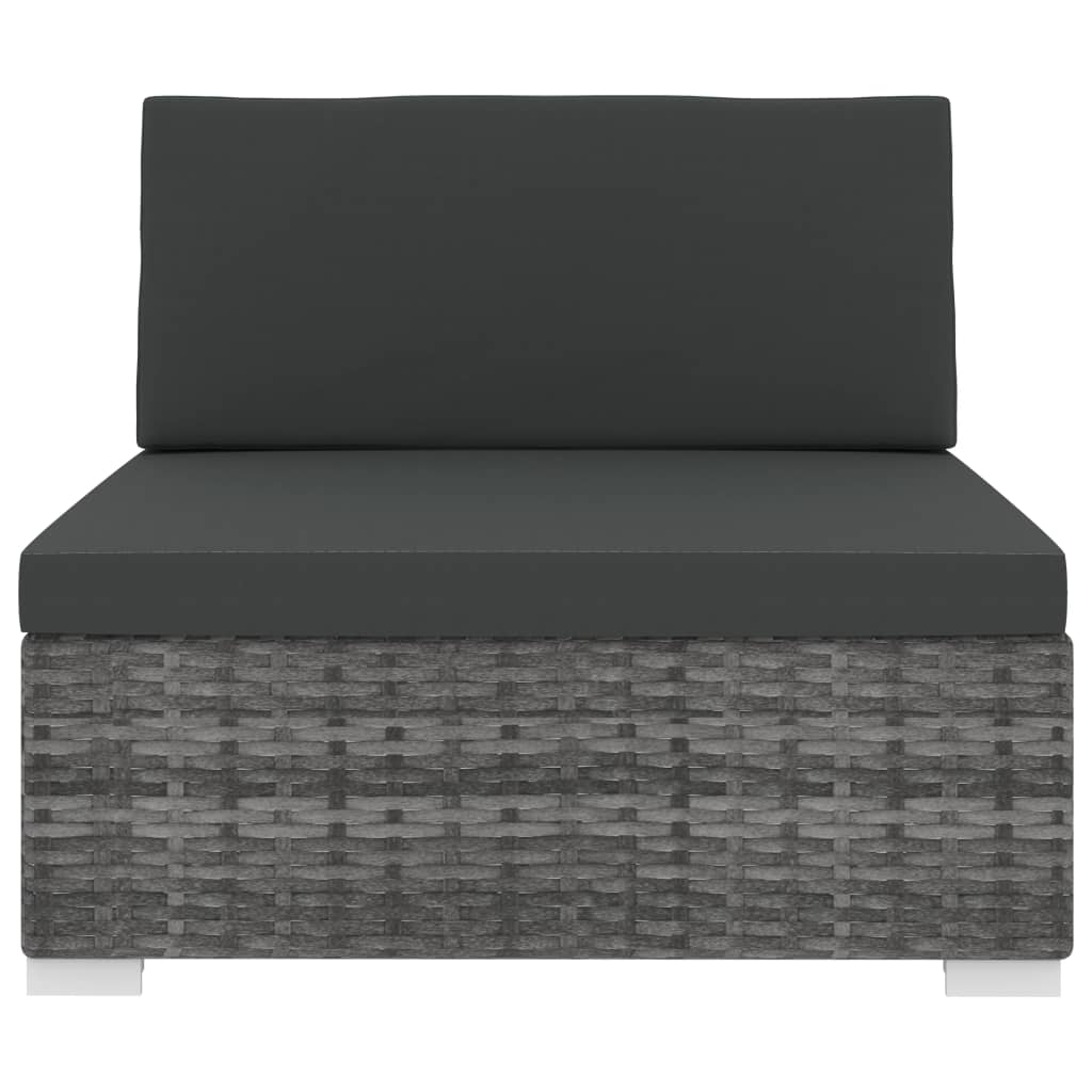vidaXL Sectional Middle Seat 1 pc with Cushions Poly Rattan Grey