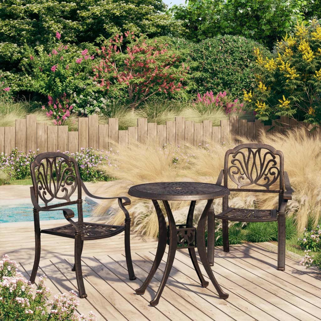 vidaXL 3 Piece Bistro Set Cast Aluminium Bronze