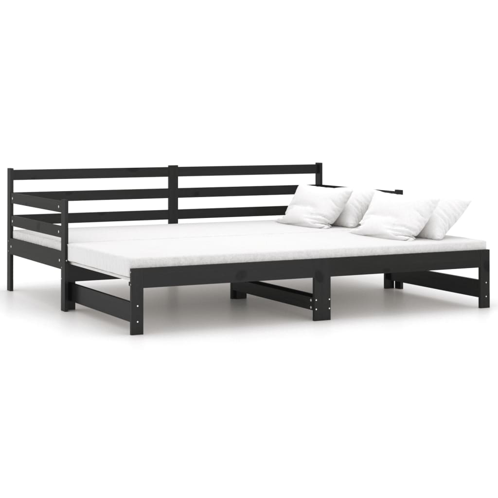 vidaXL Pull-out Day Bed without Mattress Black 2x(90x200) cm