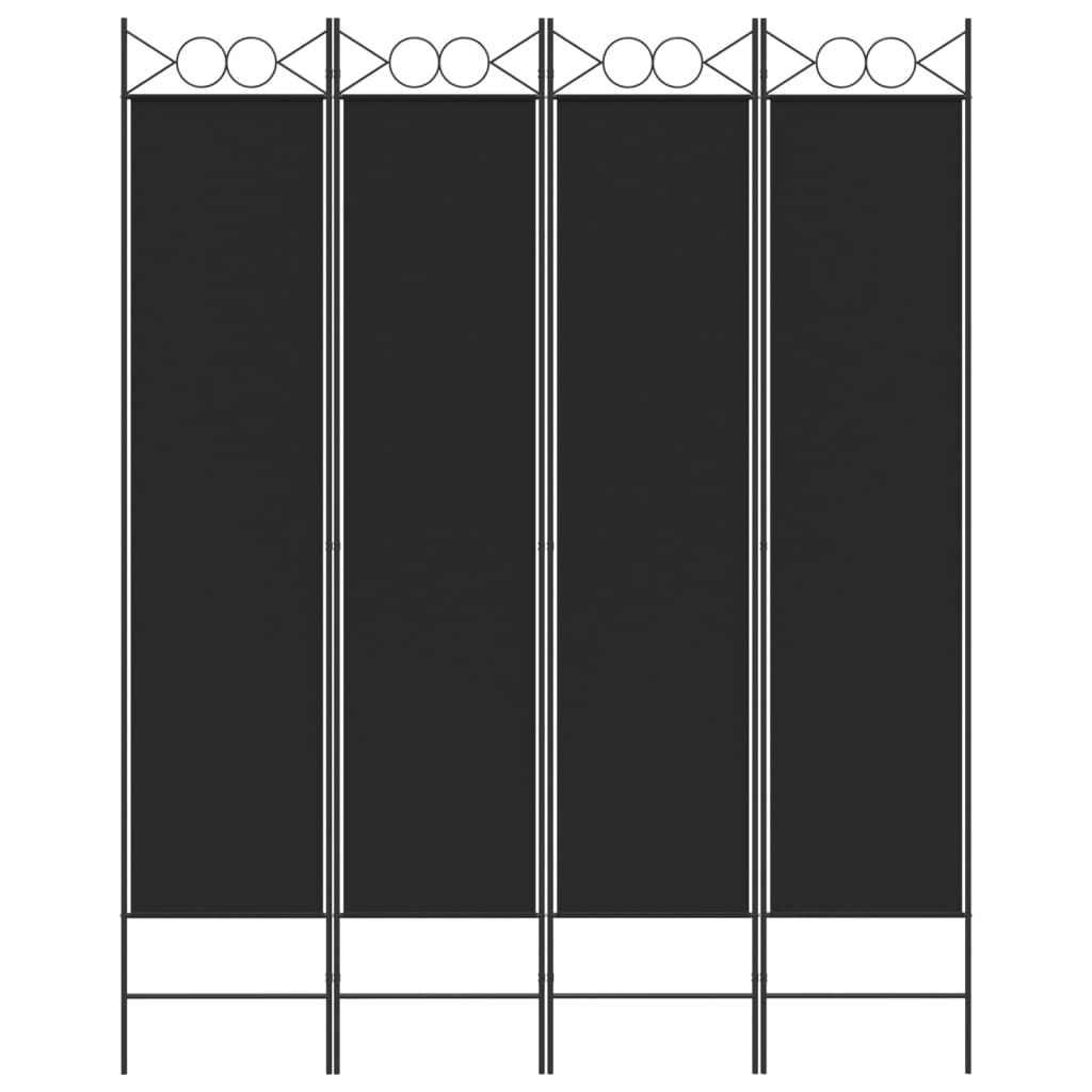 vidaXL 4-Panel Room Divider Black 160x200 cm Fabric