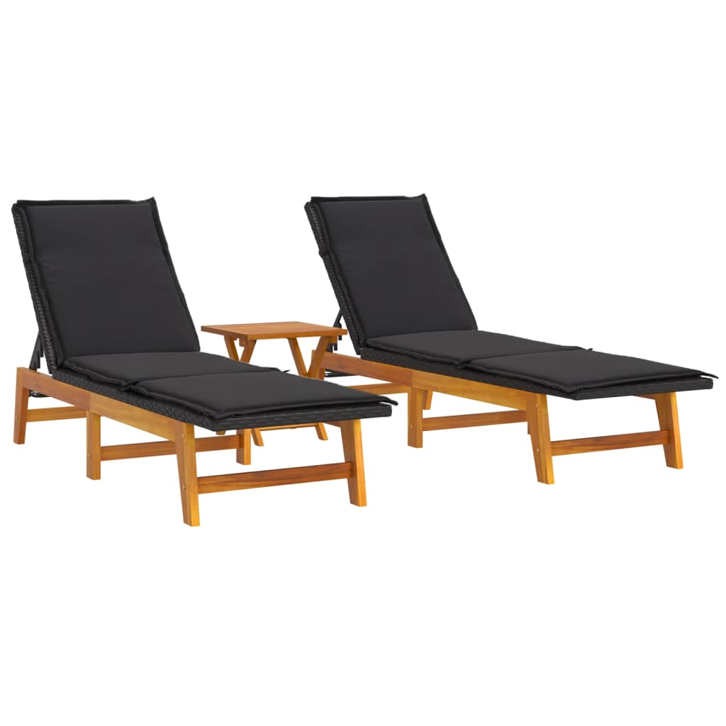 vidaXL 3 Piece Garden Lounge Set Poly Rattan&Solid Wood Acacia