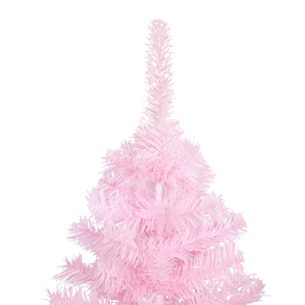 vidaXL Artificial Pre-lit Christmas Tree with Ball Set Pink 180 cm PVC