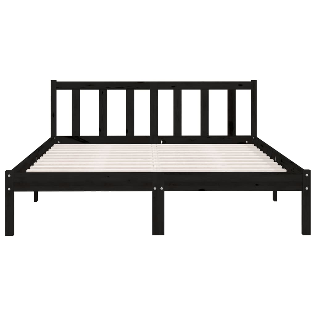 vidaXL Bed Frame without Mattress Black Solid Wood 140x200 cm