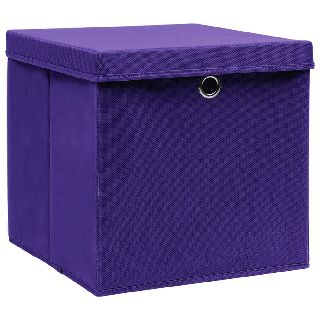 vidaXL Storage Boxes with Covers 10 pcs 28x28x28 cm Purple