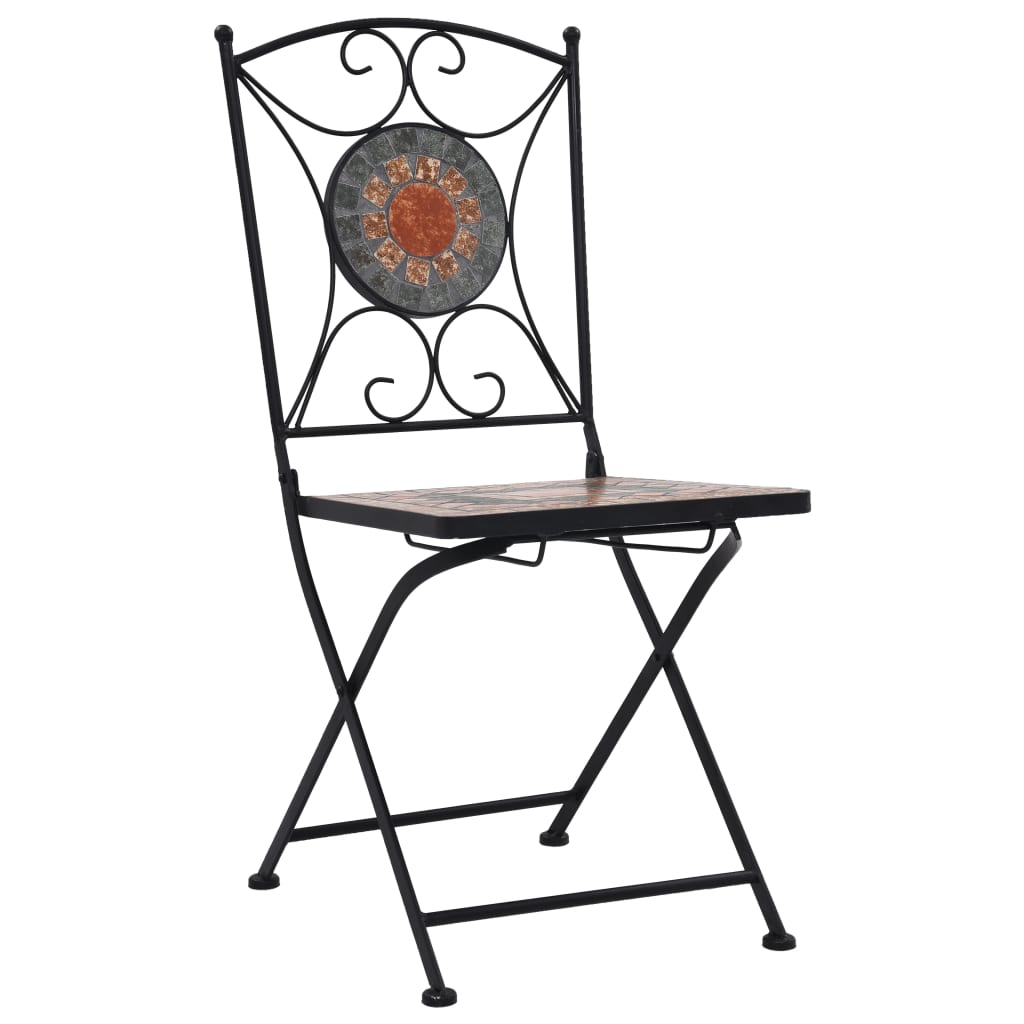 vidaXL Mosaic Bistro Chairs 2 pcs Orange/Grey