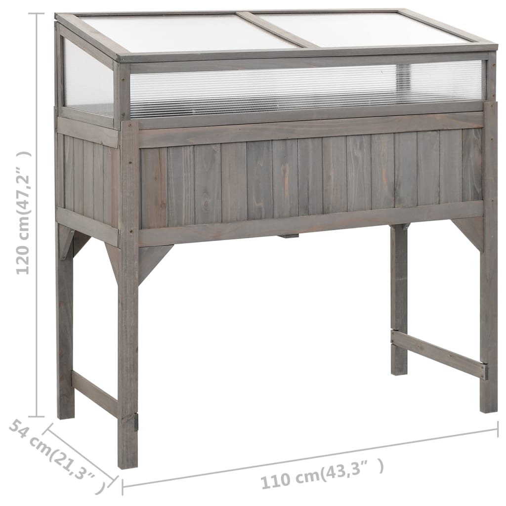 vidaXL Raised Bed with Greenhouse 110x54x120 cm Solid Fir Wood