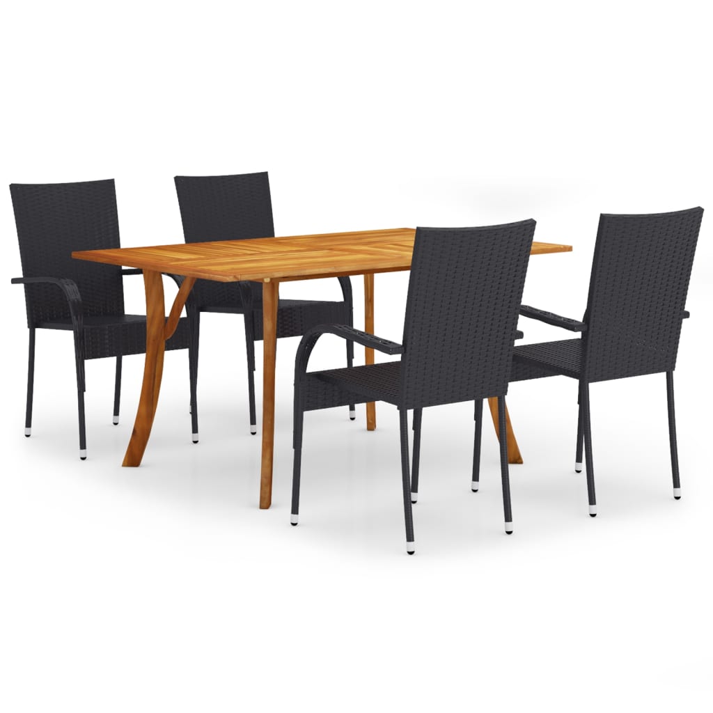 vidaXL 5 Piece Garden Dining Set Black