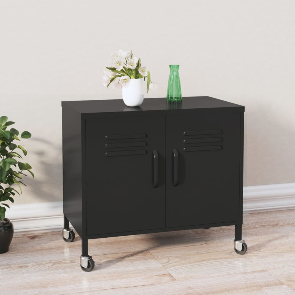 vidaXL Storage Cabinet Black 60x35x56 cm Steel