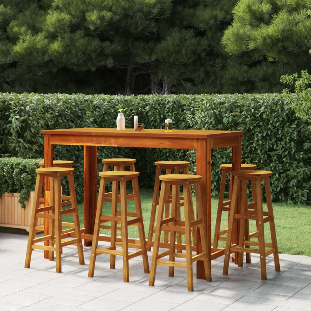 vidaXL 9 Piece Garden Bar Set Solid Wood Acacia