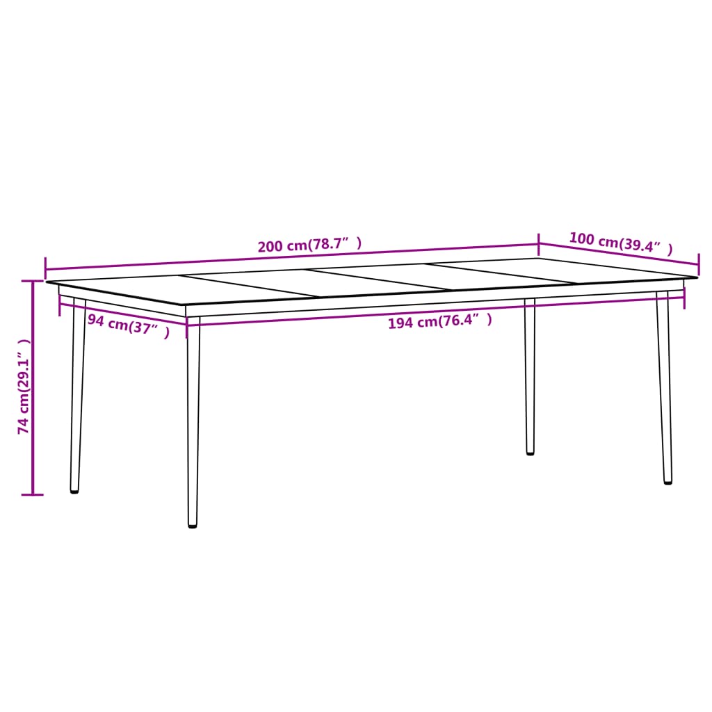 vidaXL 9 Piece Garden Dining Set Black