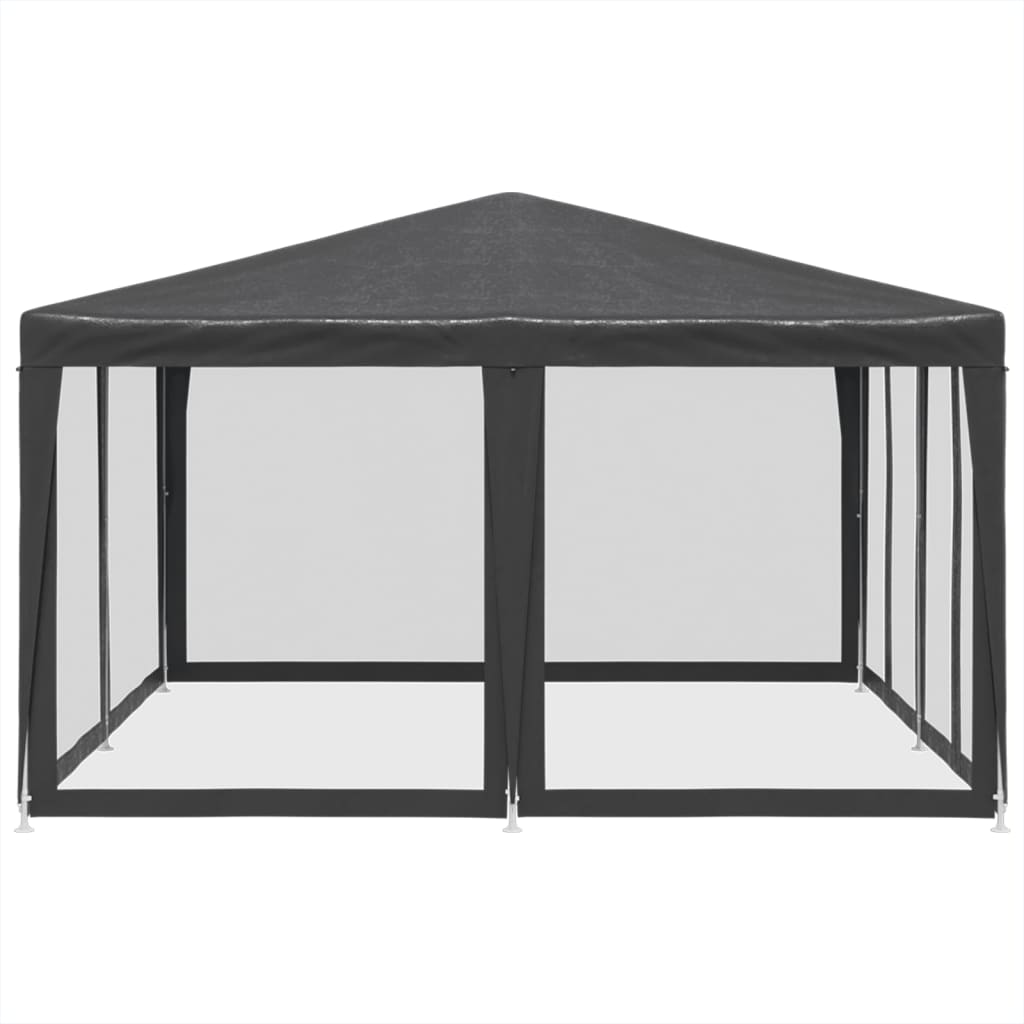 vidaXL Party Tent with 8 Mesh Sidewalls Anthracite 4x4 m HDPE