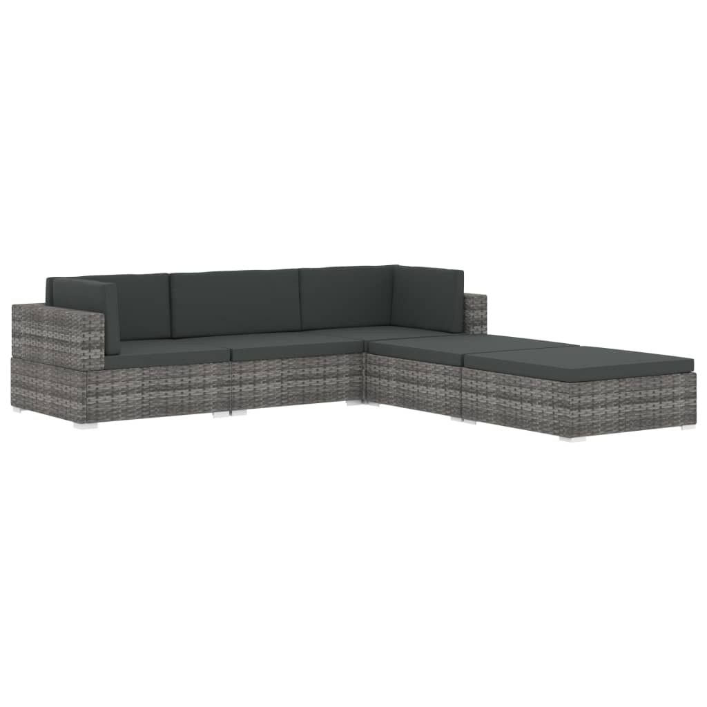 vidaXL Sectional Middle Seat 1 pc with Cushions Poly Rattan Grey