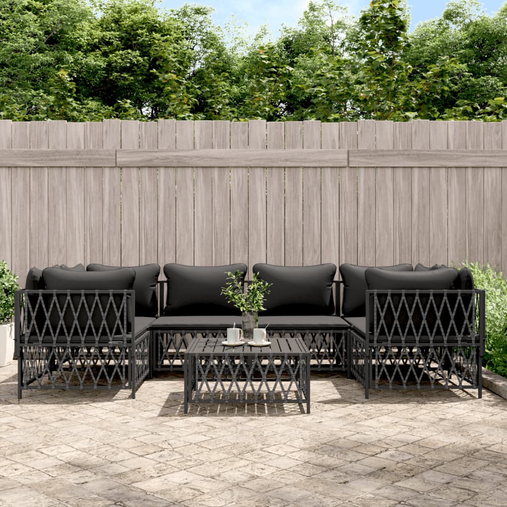 vidaXL 7 Piece Garden Lounge Set with Cushions Anthracite Steel