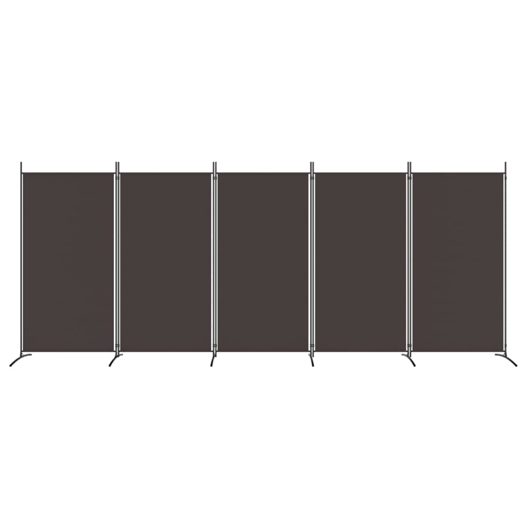 vidaXL 5-Panel Room Divider Brown 433x180 cm Fabric