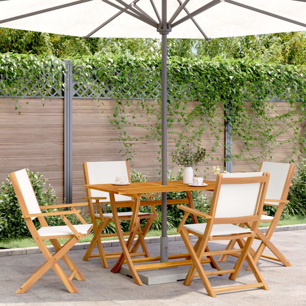 vidaXL Folding Garden Chairs 4 pcs Cream White Fabric and Solid Wood