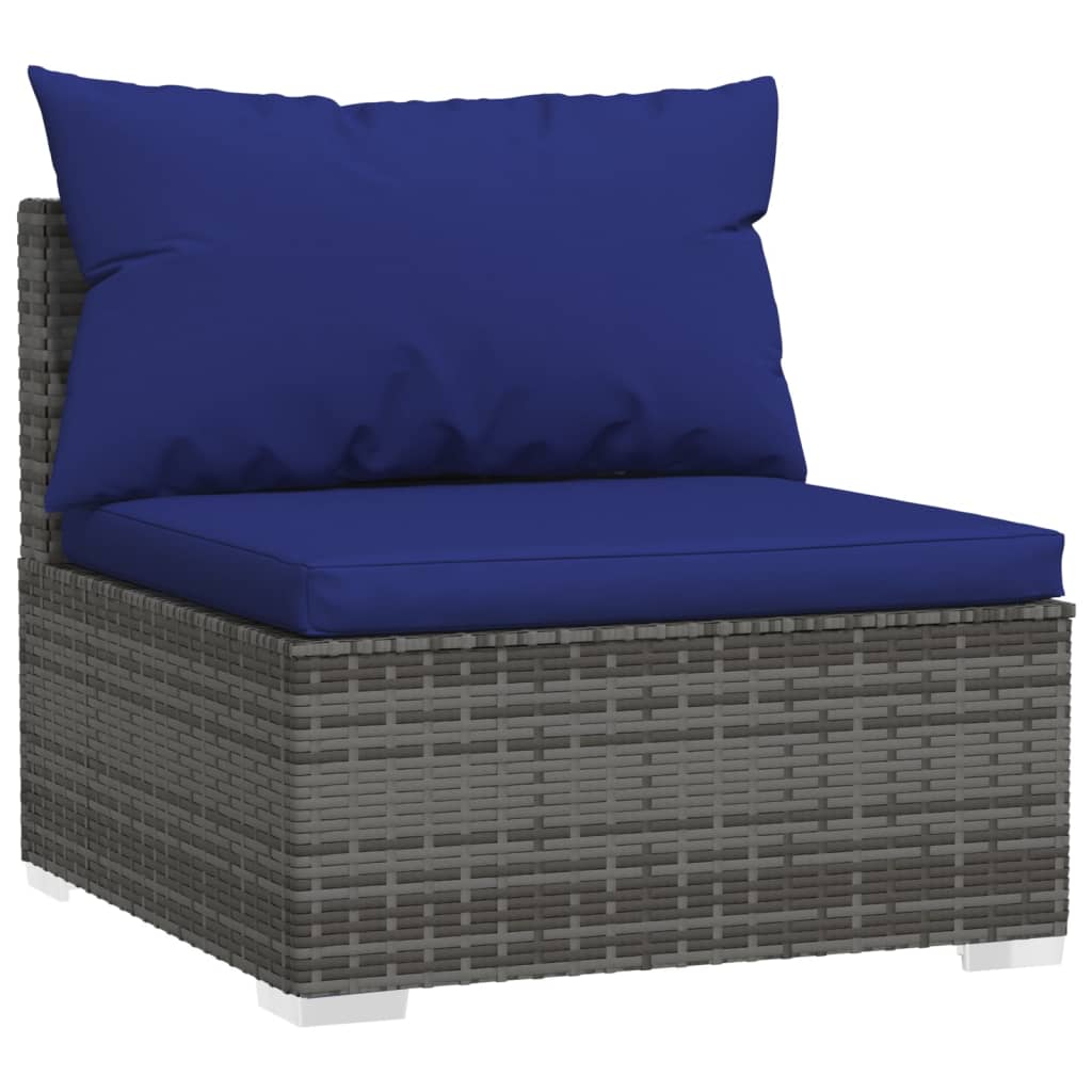 vidaXL 9 Piece Garden Lounge Set with Cushions Grey Poly Rattan