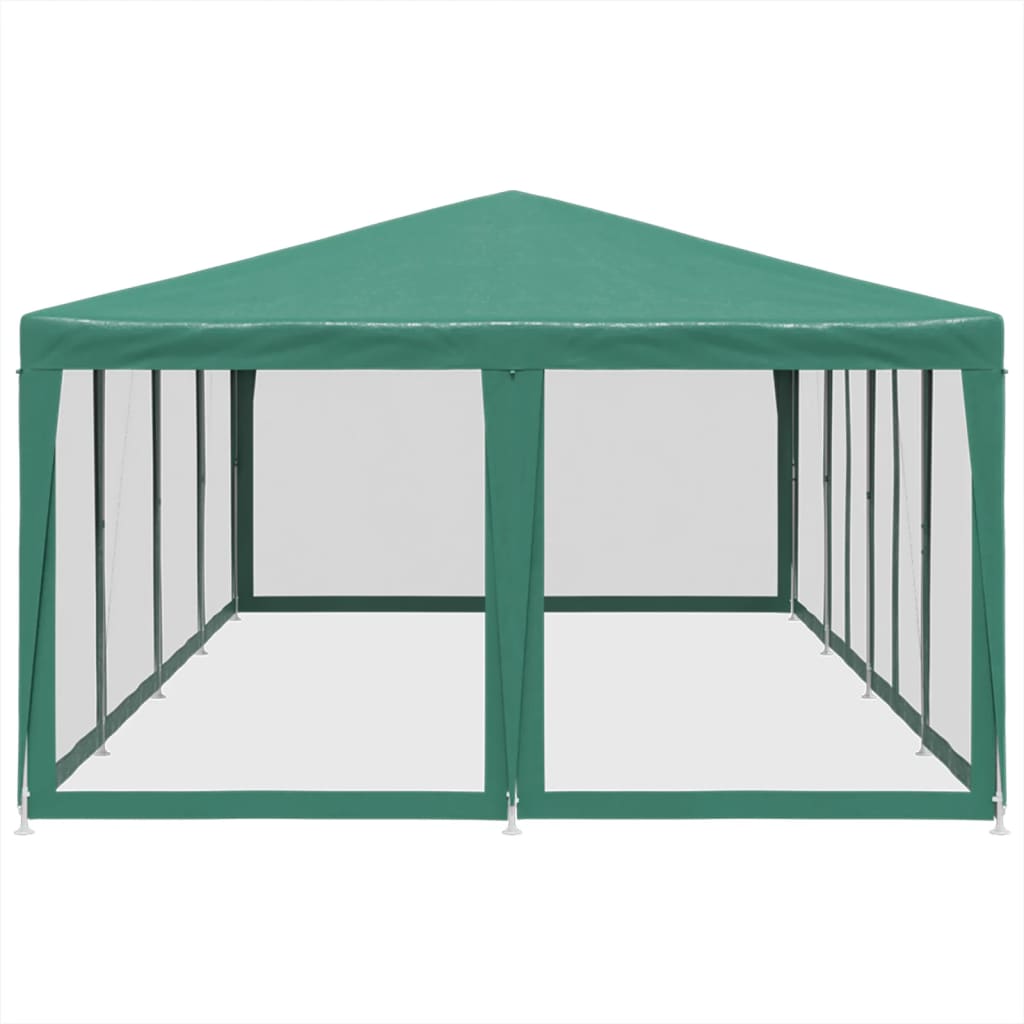vidaXL Party Tent with 12 Mesh Sidewalls Green 8x4 m HDPE