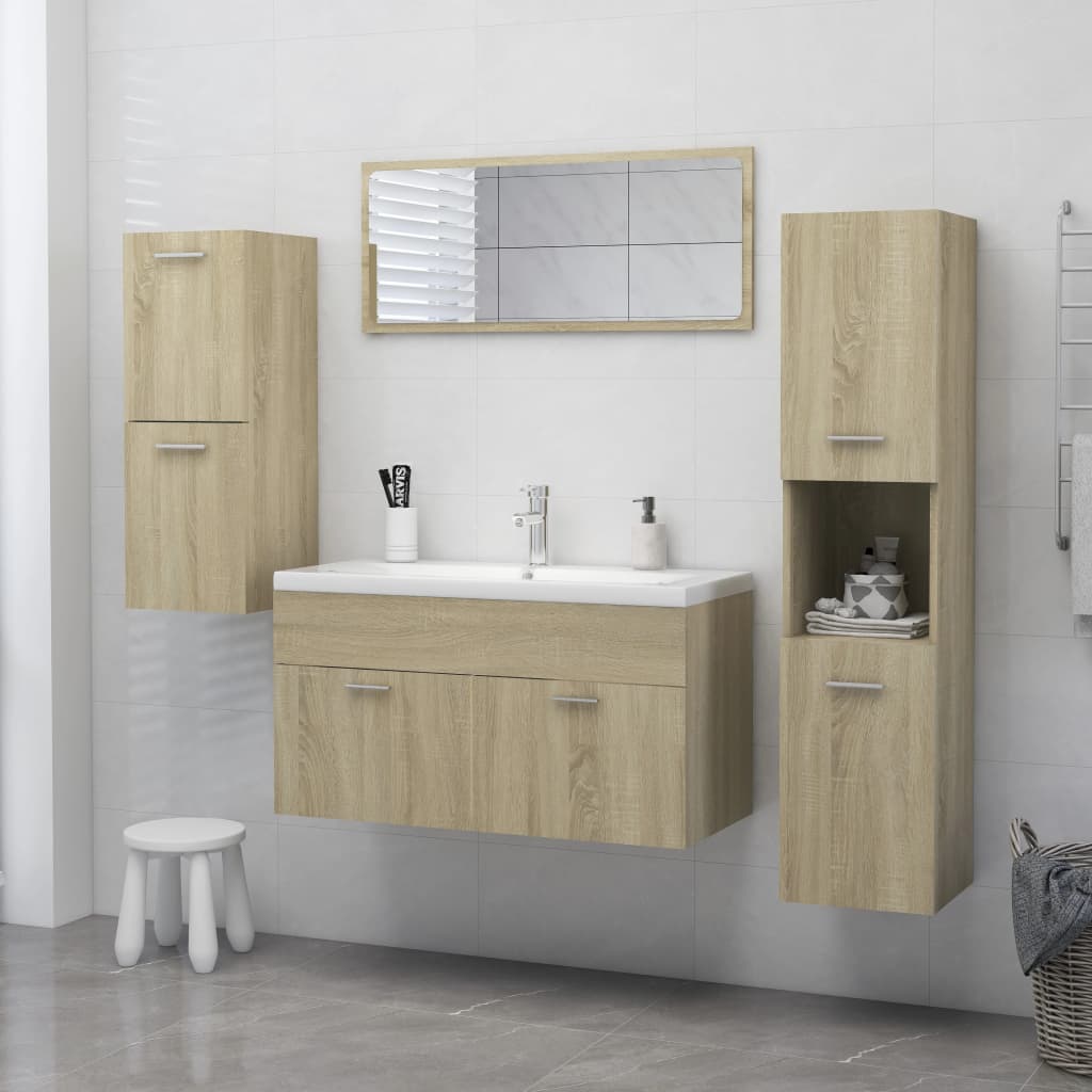 vidaXL Bathroom Cabinet Sonoma Oak 30x30x130 cm Engineered Wood
