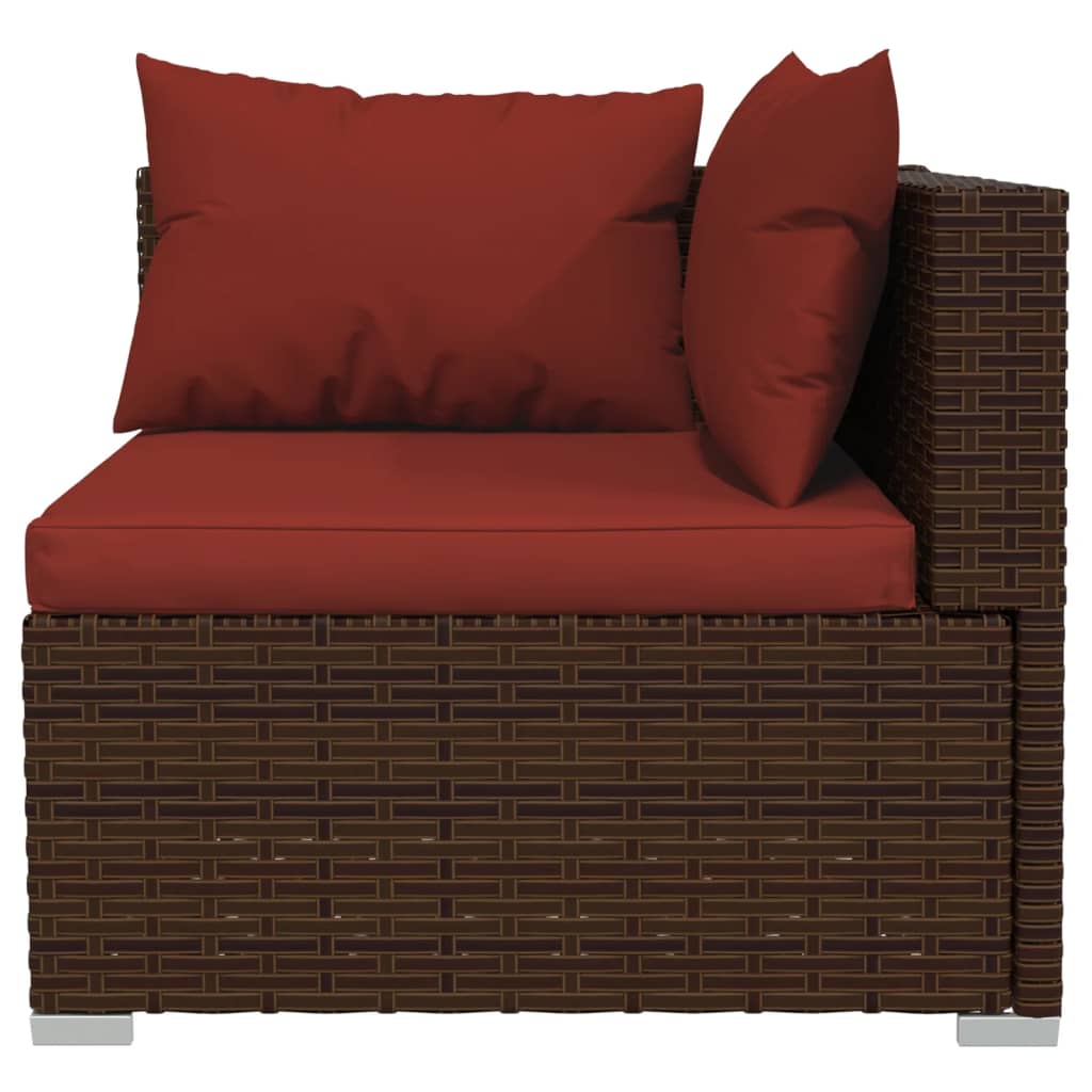 vidaXL 13 Piece Garden Lounge Set with Cushions Poly Rattan Brown