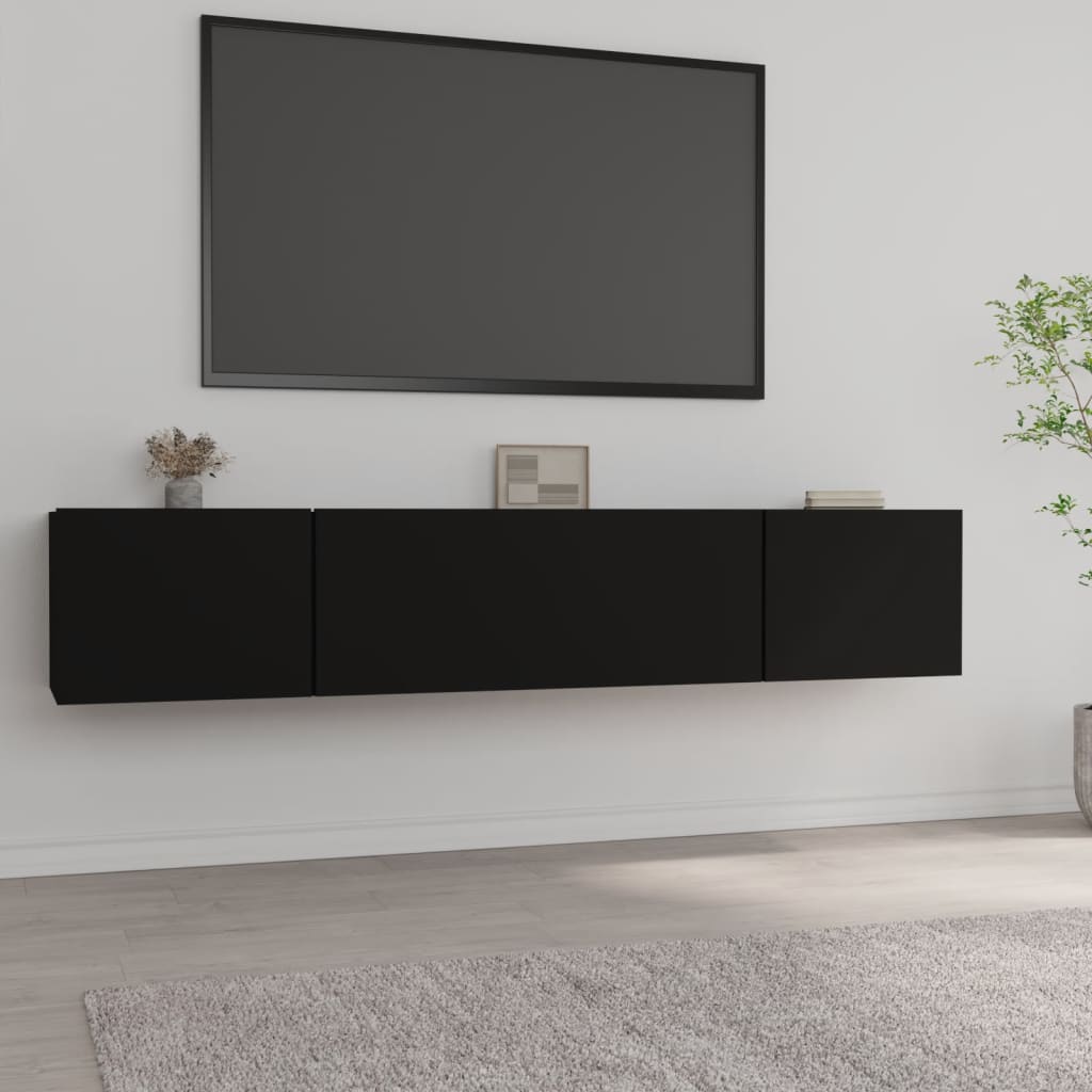 vidaXL TV Cabinets 2 pcs Black 80x30x30 cm Engineered Wood