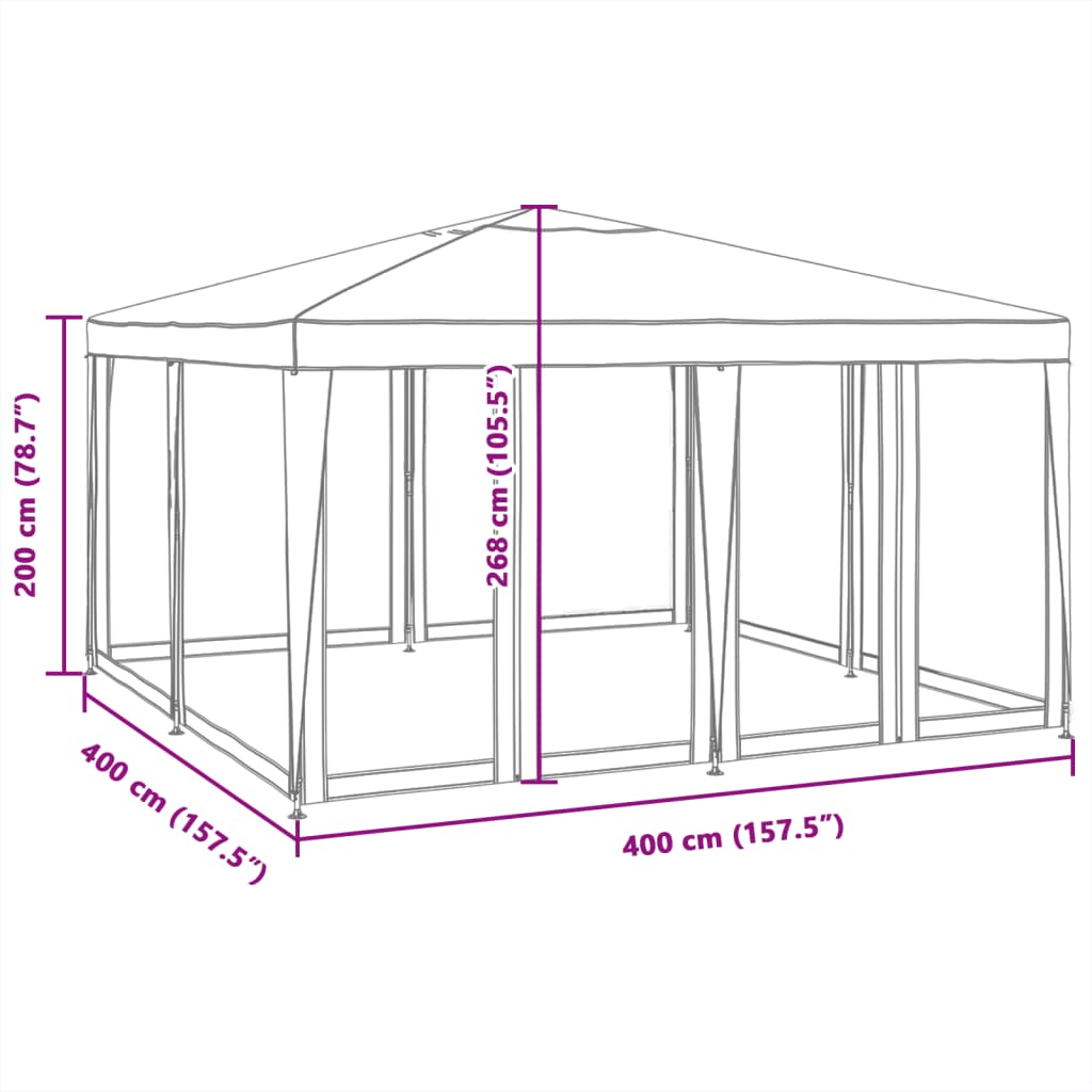 vidaXL Party Tent with 8 Mesh Sidewalls Anthracite 4x4 m HDPE