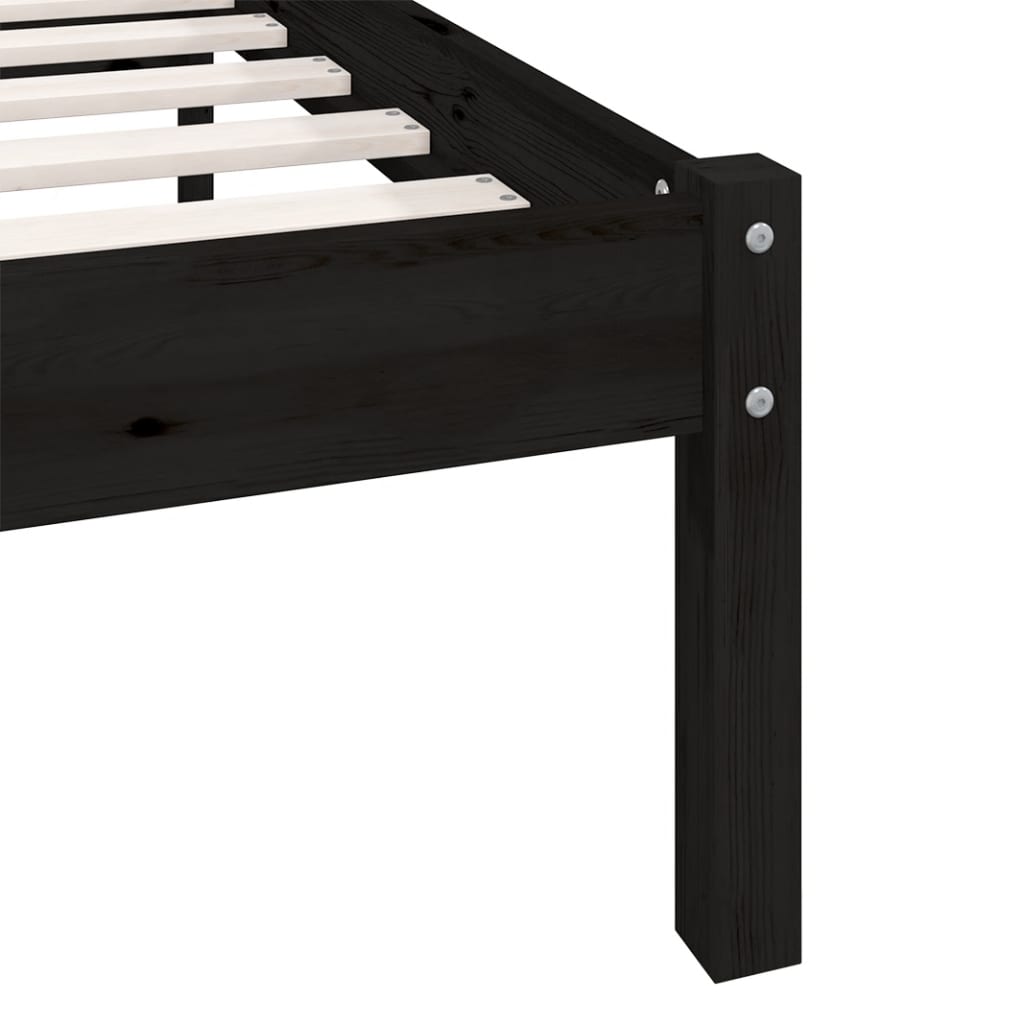 vidaXL Bed Frame without Mattress Black Solid Wood 200x200 cm