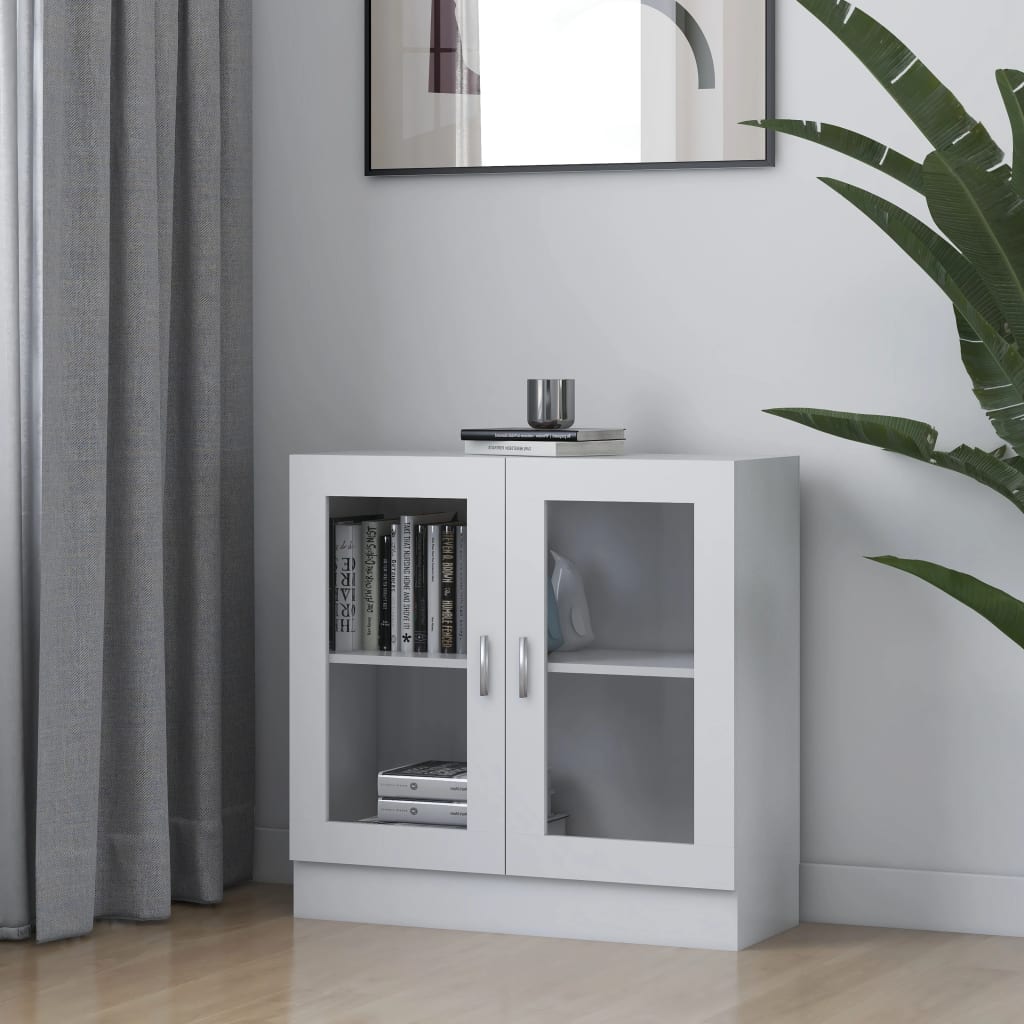 vidaXL Vitrine Cabinet White 82.5x30.5x80 cm Engineered Wood