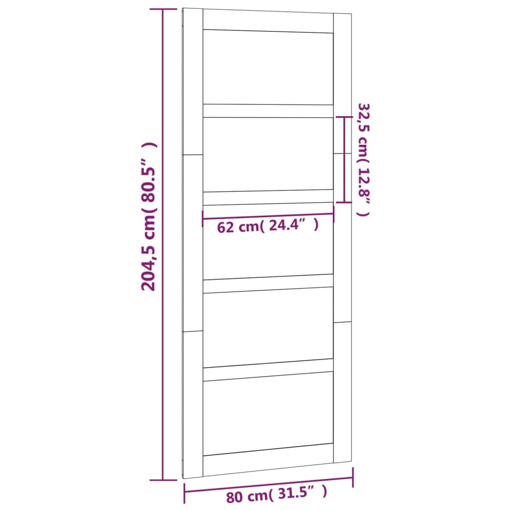 vidaXL Barn Door 80x1.8x204.5 cm Solid Wood Pine