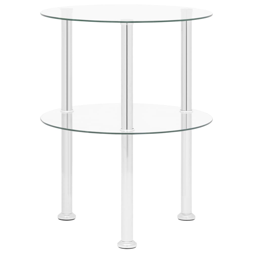 vidaXL 2-Tier Side Table Transparent 38 cm Tempered Glass